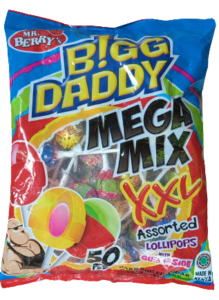 Mr. Berry's Bigg Daddy Mega Mix XXL Lollipops 50 Pcs.