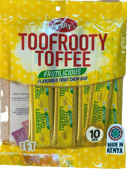Mr. Berry's Toofrooty Toffee Pineapple Flavoured Fruit Chew Bar 10 Pcs