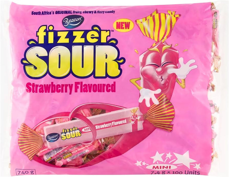 Beacon Fizzer Sour Strawberry Flavoured 740g | 100 Units