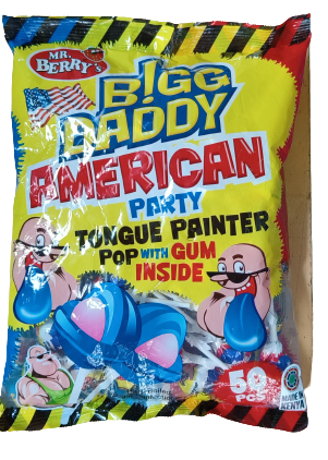 Mr. Berry's Bigg Daddy American Party Tongue Painter  XXL Lollipops 50 Pcs.