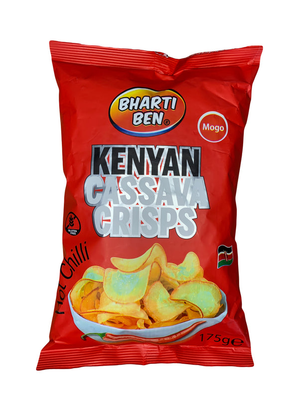 Bharti Ben Kenyan Cassava (Mogo) Crisps Hot Chilli 175g (Best Before-14/10/2024)