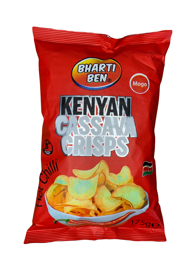 Bharti Ben Kenyan Cassava (Mogo) Crisps Hot Chilli 175g (Best Before-14/10/2024)