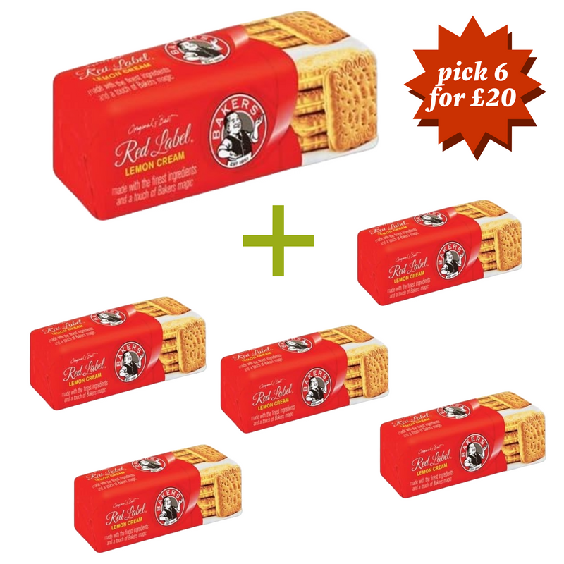 Bakers Red Label Lemon Cream Biscuits 200g (Pack of 5) get 1 free