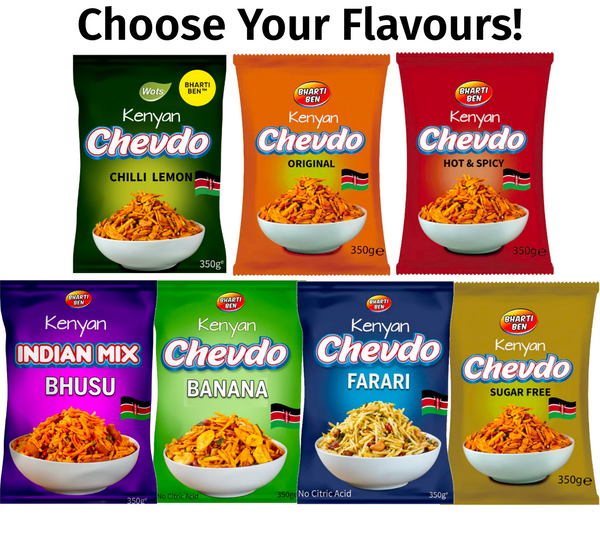 3 x BhartiBen Kenyan Chevdo Packets | Your Choice Of Flavours