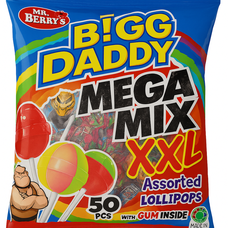 Mr. Berry's Bigg Daddy Mega Mix XXL Lollipops 50 Pcs.