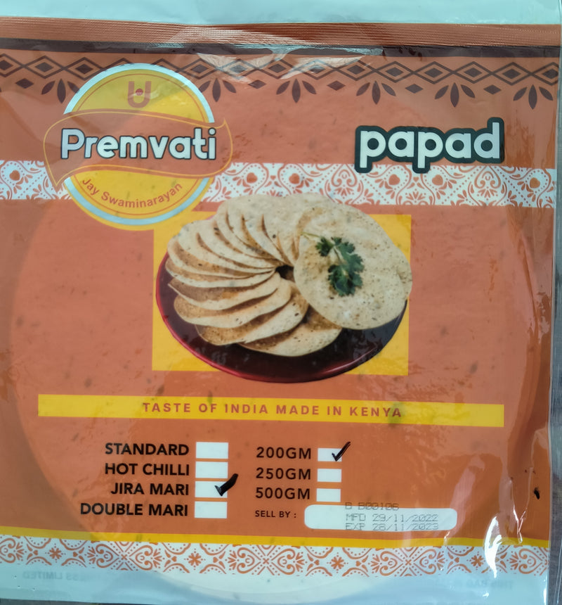 Premvati Papad Jira Mari 200g