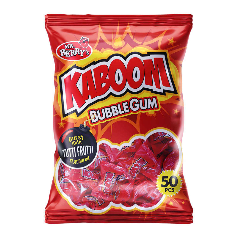 Mr. Berry's KABOOM Bubble Gum Burst with Tutti Fruity Flavour 50 pcs
