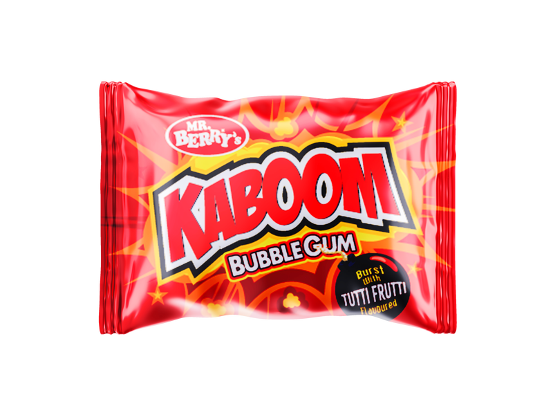 Mr. Berry's KABOOM Bubble Gum Burst with Tutti Fruity Flavour 50 pcs