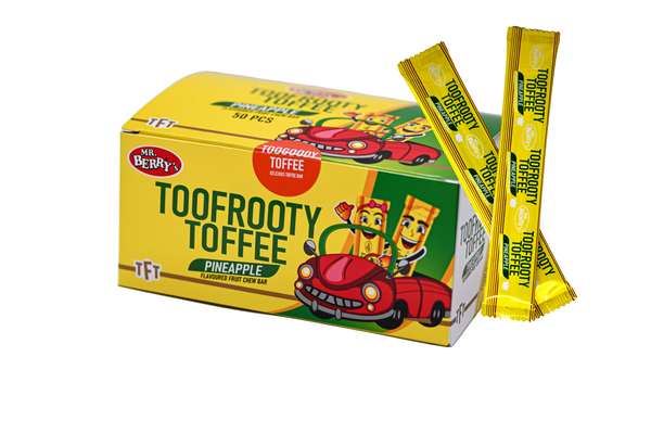 Mr. Berry's Toofrooty Toffee Pineapple Flavoured Fruit Chew Bar 50 Pcs