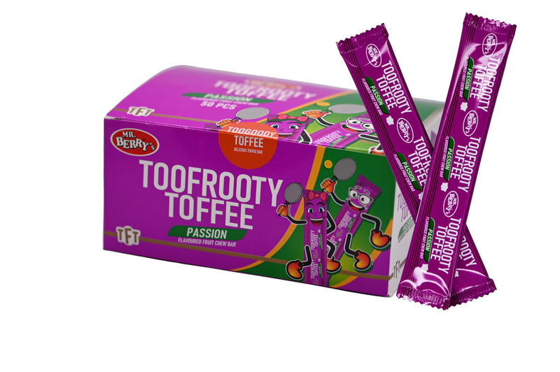 Mr. Berry's Toofrooty Toffee Passion Flavoured Fruit Chew Bar 50 Pcs