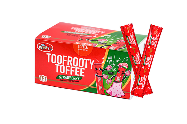 Mr. Berry's Toofrooty Toffee Strawberry Flavoured Fruit Chew Bar 50 Pcs