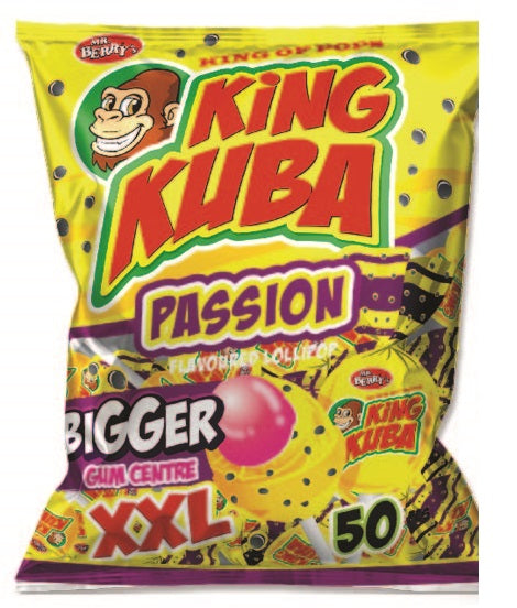 Mr. Berry's King Kuba Passion Flavoured Lollipop XXL 50 Pcs