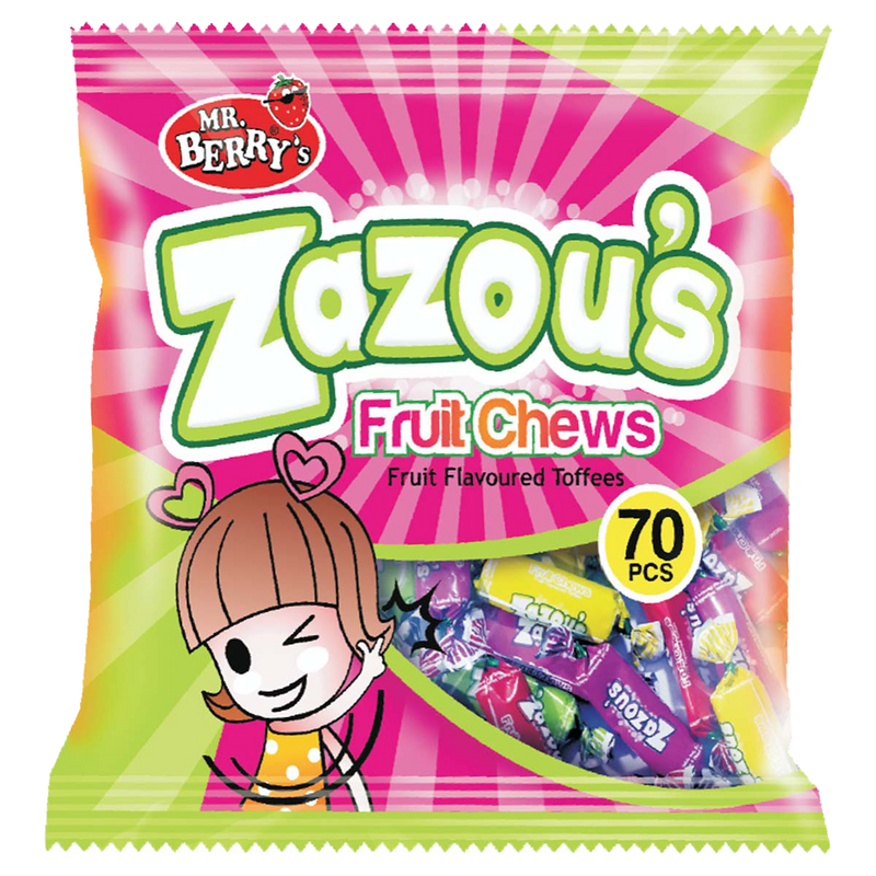 Mr. Berry's Zazou's Fruit Chews Fruit Flavoured Toffees 70 Pcs